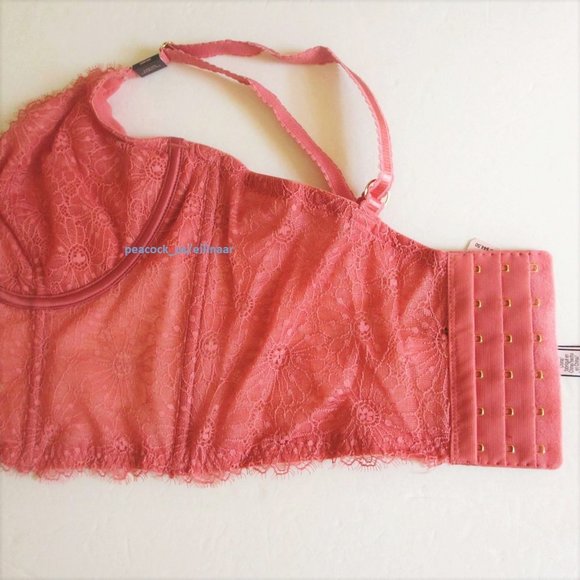 38C/L VICTORIA SECRET Unlined Long Line Bra Top Set Bustier V-String panty lace - Picture 11 of 11